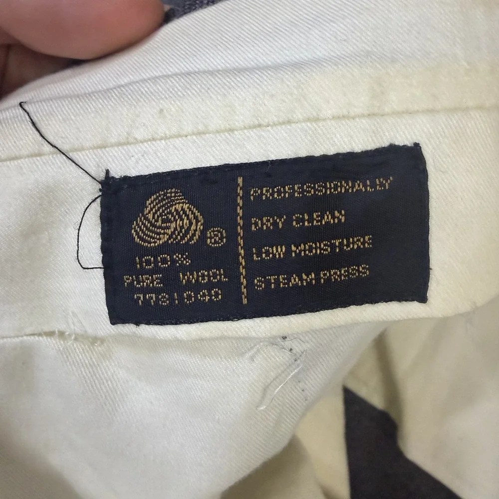 Vintage Flannel Dress Pants Mens 40x29 Gray Wool Pinstripe Flat Front Trousers